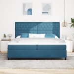 Lit Box Spring vidaXL avec Matelas Bleu Foncé 200x200 cm Velours