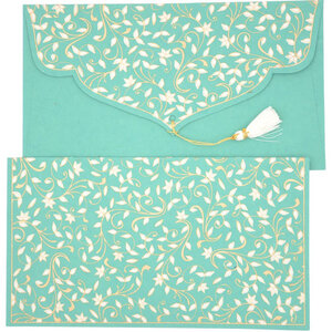 PAPERTREE DOUCHKA Lot de 5 Enveloppes Vert Paon/blanc