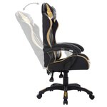 Chaise fauteuil siège pivotante de bureau informatique étude de jeux vidéo avec LED RVB Doré et similicuir multicolore 02_0024205