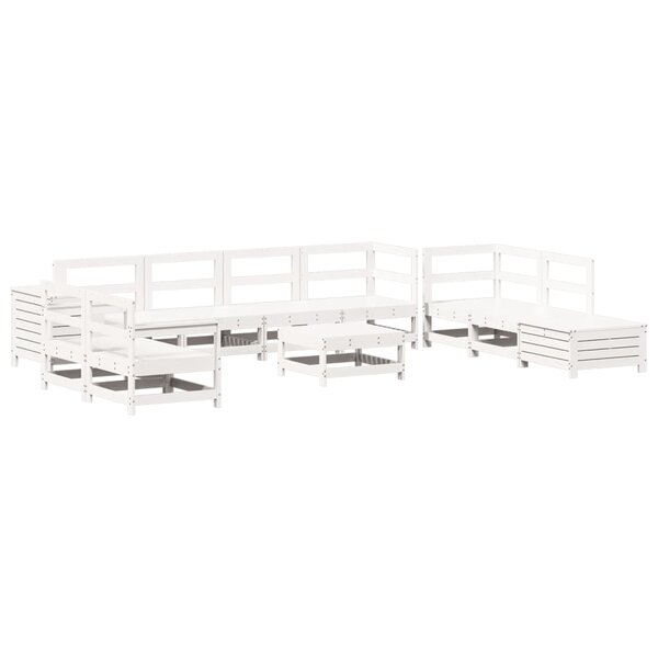 vidaXL Salon de jardin 11 Pièces blanc bois massif de pin
