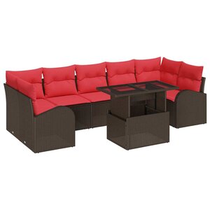 vidaXL Ensemble de canapé de jardin 8 Pièces Marron polyrotin