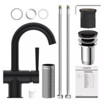 SCHÜTTE Mitigeur de lavabo CORNWALL avec poignée latérale noir mat