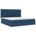 vidaXL Lit de rangement LED avec matelas Bleu 200 x 200 cm Tissu