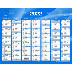 Calendrier de banque 430 x 335 mm 2 Faces Bleu Quovadis