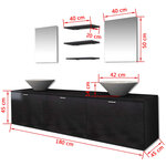 vidaXL 8 pièces de mobilier de salle de bain et lavabo Noir