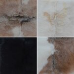 vidaXL Tabouret pliable cuir de chèvre et bois de teck massif