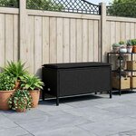 vidaXL Pouf de Jardin avec oreiller Noir 80 x 38 x 45 cm Rotin PE