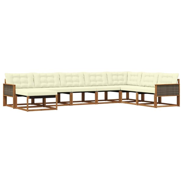 vidaXL Ensemble de canapés d'extérieur 8 pc Naturel et Crème