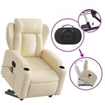 vidaXL Fauteuil inclinable de massage Crème Tissu