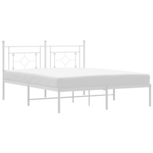 vidaXL Cadre de lit métal sans matelas et tête de lit blanc 150x200 cm
