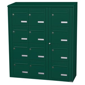 Bloc collectif Leabox  3x4  grade 3  simple face  extérieur  fixation murale  vert mousse ral 6005 finition brillante