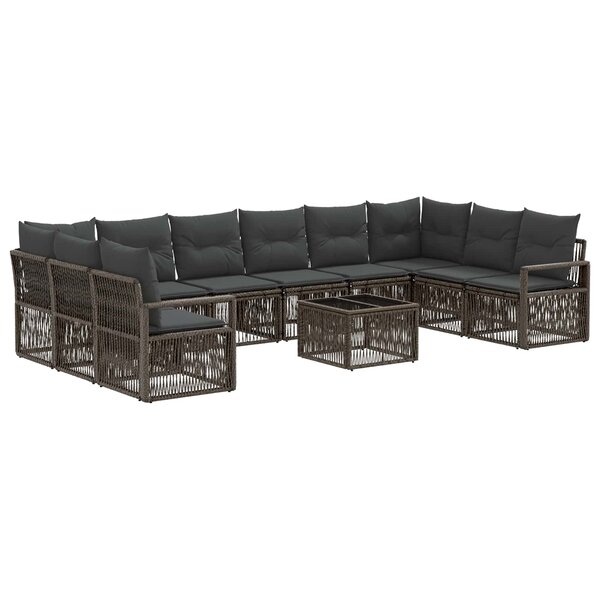 vidaXL Ensemble de canapé de jardin 11 Pièces Gris polyrotin