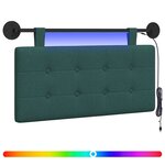 vidaXL Tête de lit suspendue Avec lumière LED Vert foncé Tissu