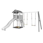 AXI Structure de jeu Beach Tower Blanc Gris avec 2 balancoires et toboggan Blanc