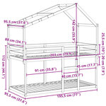 vidaXL Lit superposé avec toit blanc 90x190 cm bois massif de pin