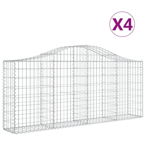 vidaXL Paniers à gabions arqués 4 Pièces 200x30x80/100 cm Fer galvanisé