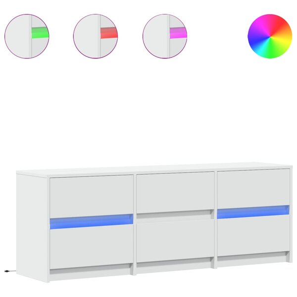 vidaXL Meuble TV avec LED blanc 140x34x50 cm bois d'ingénierie