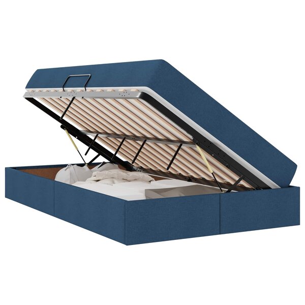 vidaXL Lit avec rangement et matelas Bleu 120 x 200 cm Polyester