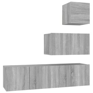 vidaXL Ensemble de meubles TV 4 Pièces Sonoma gris Bois d'ingénierie