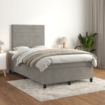 vidaXL Sommier à lattes de lit et matelas gris clair 120x190cm velours