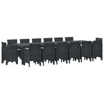 Ensemble de salle à manger de jardin de 15 pièces avec coussins Anthracite Poly Rattan