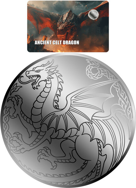 Monnaie ANCIENT CELT DRAGON 1/500 Oz Platine 25$ Liberia 2026 (PRÉCOMMANDE)