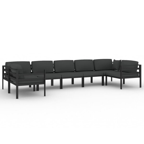 vidaXL Salon de jardin 7 Pièces avec coussins Aluminium Anthracite