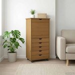 vidaXL Cabinet roulant 53 x 39 x 103 cm Bois de Pin Massif Marron miel