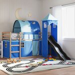vidaXL Lit superposé sans matelas avec toboggan et rideaux 80x200 cm
