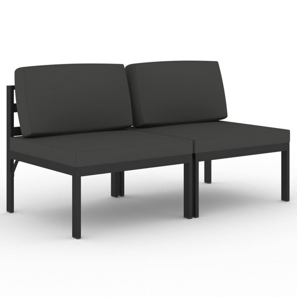 Canapé de jardin meuble extérieur 2 places avec coussins aluminium anthracite 02_0013211