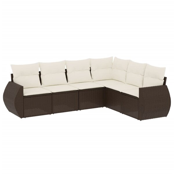 vidaXL Salon de jardin avec coussins 6 Pièces marron résine tressée