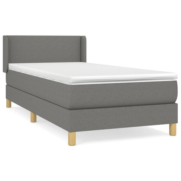 vidaXL Sommier à lattes de lit avec matelas Gris foncé 90x200 cm Tissu