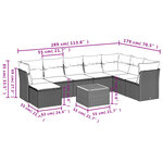 vidaXL Salon de jardin 9 Pièces avec coussins noir résine tressée
