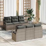 vidaXL Ensemble de canapé de jardin Manuel 7 Pièces Gris 55 x 55 x 37 cm