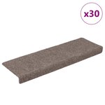 vidaXL Tapis d'escalier autocollants 30 pièces 65 x 21 x 4 cm Beige Bord rectangulaire