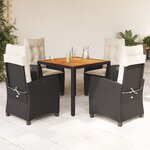 vidaXL Ensemble à manger de jardin coussins 5Pièces Noir Résine tressée