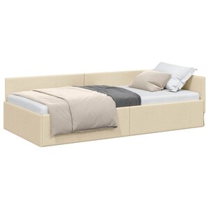 vidaXL Cadre de lit d'angle Crème 90 cm x 200 cm Velours