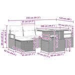 vidaXL Ensemble de canapé de jardin 7 Pièces Beige Poly rotin