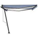 vidaXL Auvent automatique capteur de vent LED 450x350 cm Bleu et blanc