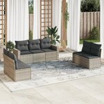 vidaXL Salon de jardin avec coussins 7 Pièces gris clair résine tressée