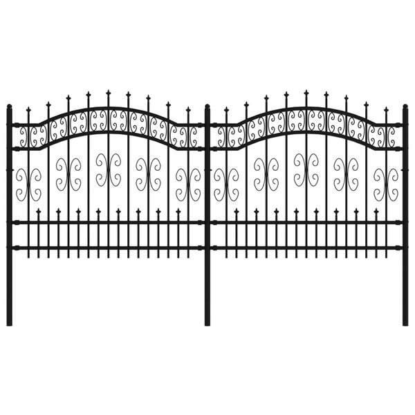 vidaXL Clôture de jardin avec sommet de lance Noir 140 cm