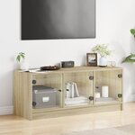 vidaXL Meuble TV avec portes en verre chêne sonoma 102x37x42 cm