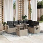 vidaXL Salon de jardin avec coussins 7 Pièces gris clair résine tressée