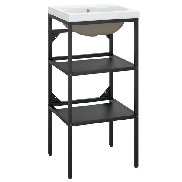 vidaXL Cadre de lavabo de salle de bain vasque à encastrer Noir Fer