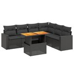 vidaXL Salon de jardin 7 Pièces avec coussins noir résine tressée