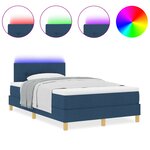 vidaXL Lit à ressorts avec matelas et LED bleue 120x200 cm Tissu