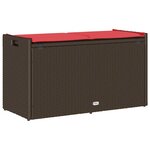 vidaXL Banc de rangement extérieur coussin marron 100cm résine tressée