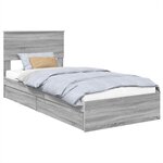 vidaXL Lit de Rangement Gris Sonoma 100 x 200 cm Bois d'ingénierie