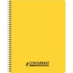 Cahier spirale 100 pages 5x5 90 g avec couverture polypropylène assortie  format 17 x 22 cm CONQUERANT