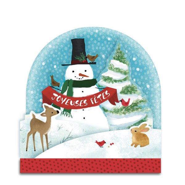 Carte de voeux noël pop up 3d - boule à neige - draeger paris